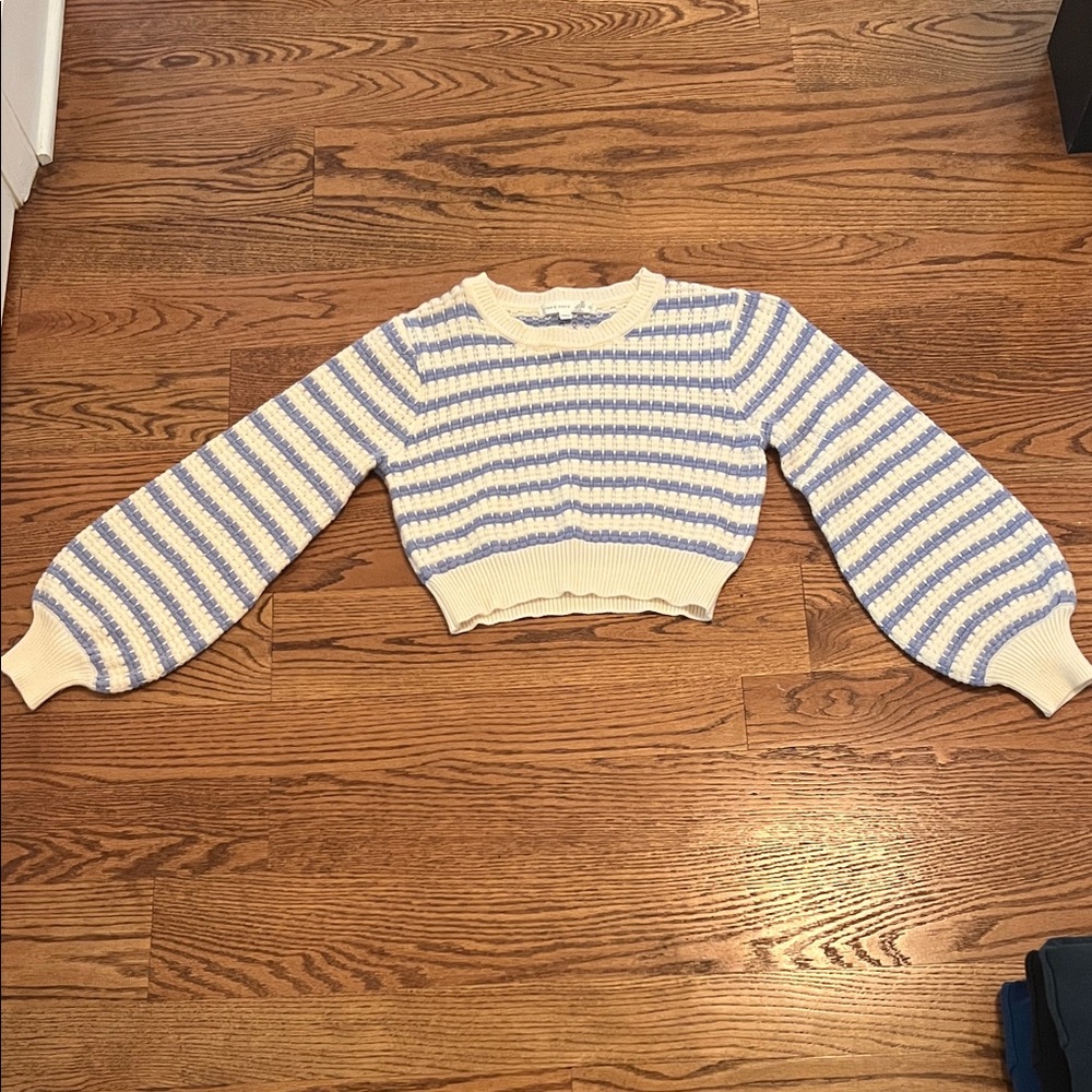 Altar'd State Blue and Cream Striped Sweater Top